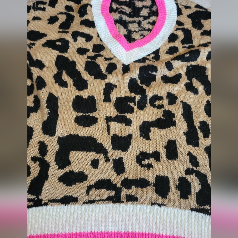 Hyped Unicorn Hot Pink Leopard oversized Sweater - Picture 3 of 8